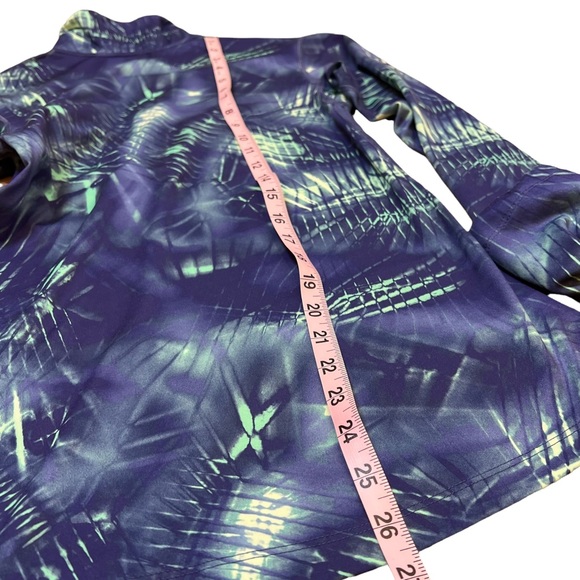 NIKE Pro Women Jacket Quarter Zip Dri-Fit Medium Blue Green Active Thumb Strap - Picture 8 of 9